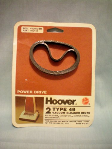 Hoover Power Drive Type 49 Vacuum Cleaner Belts -- Fits Hoover Concept One and Dial-a-Matic Vacuum Cleaners -- Pkg of 2