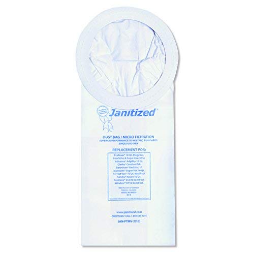 Janitized JANPTMV2 Vacuum Filter Bags Designed to Fit ProTeam 10 Qt. Super Coach/MegaVac (Case of 100)