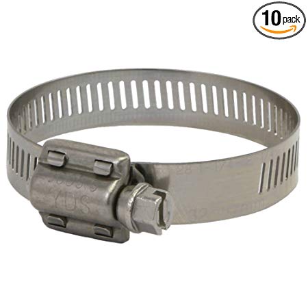 YDS All 300 Grade Stainless Steel High Torque Hose Clamp, Worm-Drive, SAE Size 28, 1-1/4