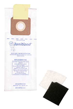 Janitized JAN-CMPRO-2(10) Paper Premium Replacement Commercial Vacuum Bag for CleanMax Standard & Pro, Tennant V-SMU-14, Tornado CK QD & Pro, CarpetPro CPU & Fuller FB-06265 Vacuum Cleaners(10 - 10 packs)