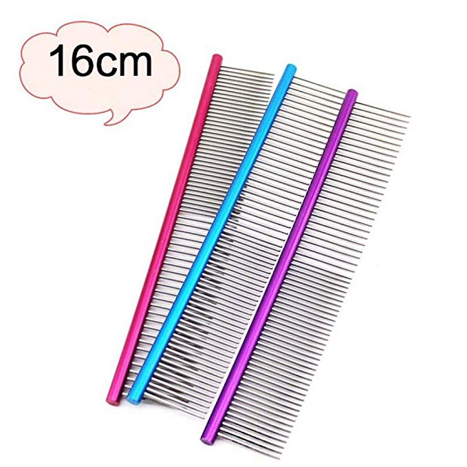 Creazy 16cm Pet Comb Professional Steel Grooming Comb Cleaning Brush (Purple)