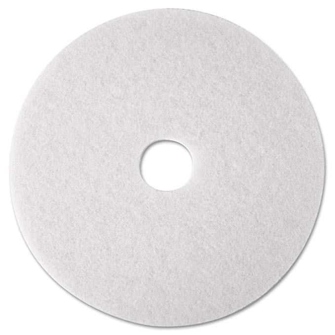 3M Commercial Ofc Sup Div 08476 Super Polish Pad,Removes Scuff/Black Heel,12 in.,5/CT,White