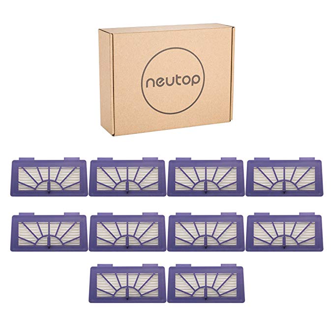 Neutop 10 Pack XV Filter Replacement for Neato XV-21 XV Signature XV Signature Pro XV-11 XV-12 945-0048 XV-15 Neato Robotic Pet & Allergy Filter