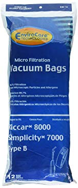 12 Riccar 8000 & Simplicity 7000 Type B Vaccum Bags, Upright, Commercial Vacuum Cleaners, 8000, 7000, 7200, 7250, 7300, 7350, 7700, 7750, 7900, 7950