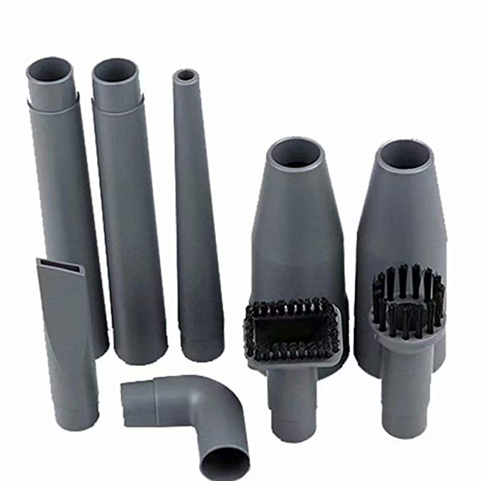 Huiaway 1-1/4inch & 1-3/8inch Vacuum Cleaner Parts Set for House Cleaning Universal VAC Cleaner Nozzles & Bristle Brushes & Connectors & Extension Pipe Replacement Gray Set of 9