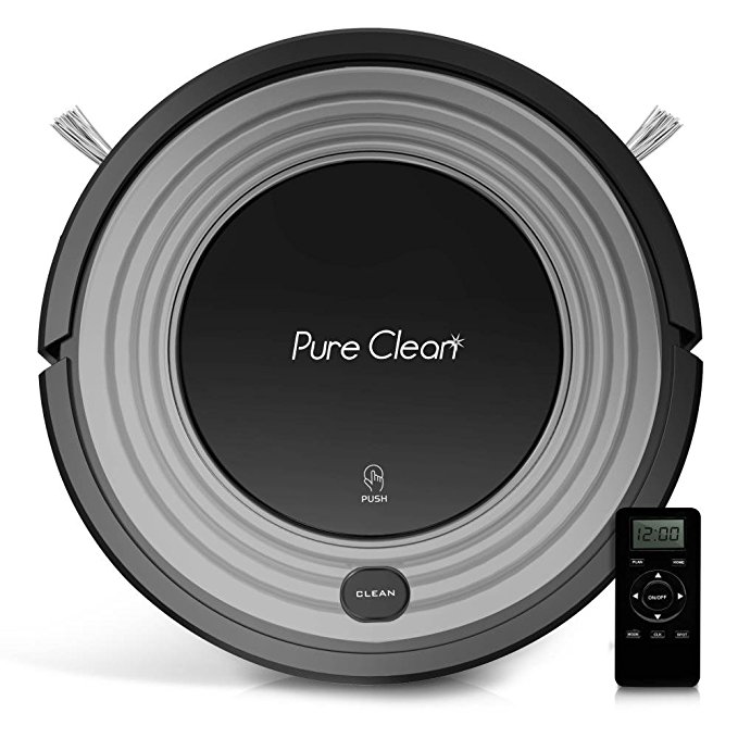 Automatic Programmable Robot Vacuum Cleaner - Robotic Auto Home Cleaning for Clean Carpet Hardwood Floor w/ Self Activation and Charge Dock - HEPA Pet Hair & Allergies Friendly - PureClean PUCRC96B