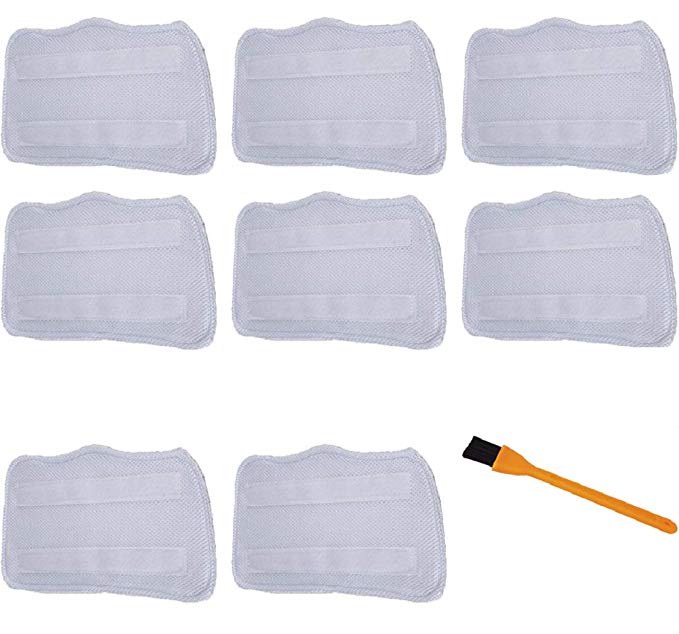 Hongfa 8 Packs Microfiber Mop Pads Replacement for Shark Steam Mop Pads S3101, S3102, S3250, S3251, SK115, SK140, SK141, SK435CO, SK460 SS460WM with a Free Cleaning Brush