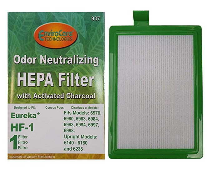 (1) 60286 Eureka HF-1 HF1 Hepa w/activated Charcoal vacuum Filter, True Hepa, Excalibur, Europa, Oxygen & WhirlWind Canisters, Whirlwind upright bagless series, Sanitaire Precisions & System Pro, Red Electrolux Canister vacuum cleaners, 60286A 60286B 60286C by EnviroCare