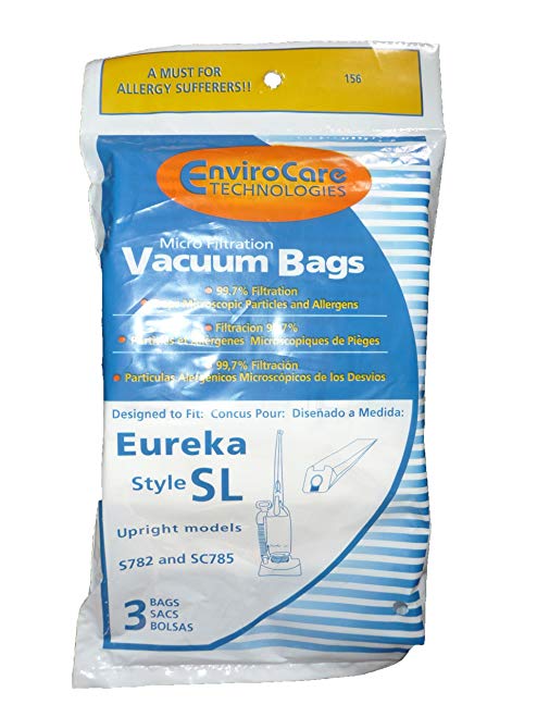 3 Eureka Sanitaire Type SL Vacuum Bag, Commercial Mini Upright Vacuum Cleaners, S782, SC785, S782A, S782A-1, SC785A-1, SC785A, 61125-12, 61125-50, 61125, SC785A