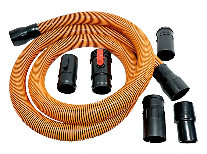 Ridgid VT2570 Genuine OEM 1-7/8 Inch x 10 Foot Wet / Dry Vacuum Hose Extension / Replacement Set (6 Pieces: 1 x 4X Pro Hose, 5 x Connection Adaptors)