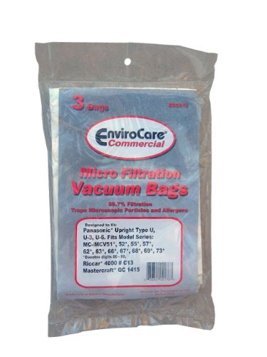 6 Commercial Panasonic Type U U3 U6 Allergy Vacuum Cleaner Bags MC-V145M, MC-115P Replaces Simplicity #S6-3, S6-12, C13-6, C13H-6, 52-2402-07 Riccar RAH-6, C13H-6 Bernina 01-2405-01, E845, 01-2400-05, Evolution Type H13 (HEPA) Fuller Brush 06-181 ,Prestige EZT, Mighty Maid Heavy Duty, Tidy Maid Deluxe, Belvedere, FB-80, FB-90, FB-90T, FBHDI, FBTW-PW, FBMM-PW, FB-HD1T, FB-75, FB75T, Professional Fbp-95, FBPT-95, FBP-HD2, FBP-HD2T, FBP-12PW, FBMM-1T, FBP-14PW, 1415 Plus MC-V5000