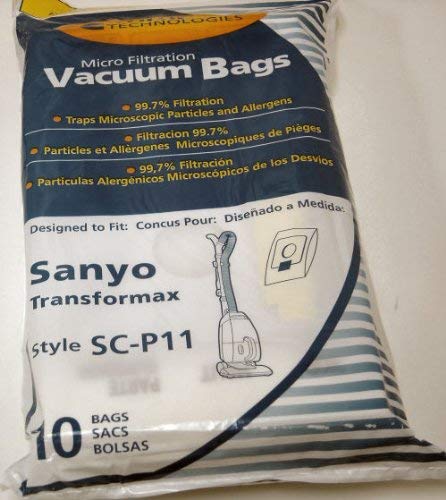 EnviroCare Replacement Micro Filtration Vacuum Bags for Sanyo Transformax SC-P11 Uprights 10 Pack