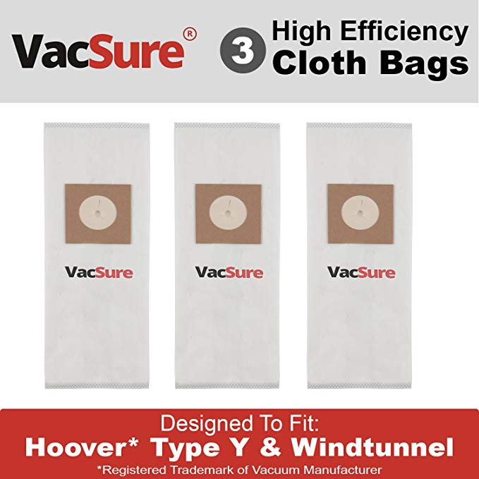 Hoover HEPA Vacuum Bags TYPE Y & Z for Hoover Upright Vacs, By VacSure (3)