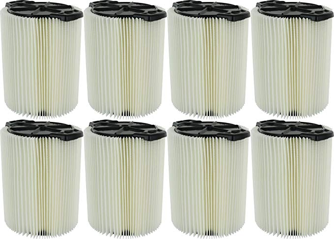 Ridgid VF4000 Genuine Replacement 1-Layer Everyday Dirt Wet/Dry Vac Filter for Ridgid 5-20 Gallon Vacuums (8 pack)