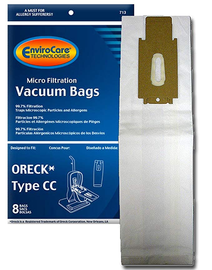 EnviroCare Replacement Micro Filtration Vacuum Bags for Oreck Type CC, XL. Fits All XL7, XL21, 2000's, 3000's, 4000's, 8000's, 9000's Series Model Upright Vacuum Cleaners 8 Pack