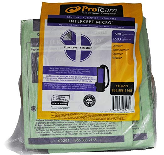 Pro Team Genuine Intercept Micro Filter Vacuum Bags, 10 Pack